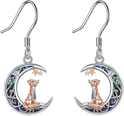 Fuchs Ohrringe Sterling Silber Mond Abalone Ohrhänger Tier Geschenke
