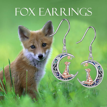 Fuchs Mond Ohrringe Silber Abalone Muschel Tier Schmuck