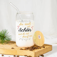 Frauengeschenk Trinkglas 500ml - Mit Strohhalm & Deckel