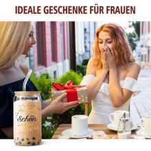 Frauengeschenk Trinkglas 500ml - Mit Strohhalm & Deckel