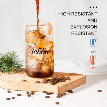 Frauengeschenk Trinkglas 500ml - Mit Strohhalm & Deckel