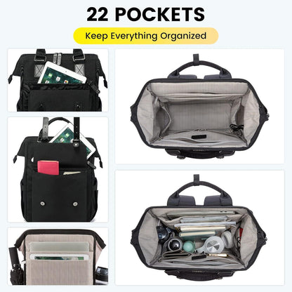 Wasserdichter Backpack Schwarz mit Laptopfach und Aufbewahrungstasche