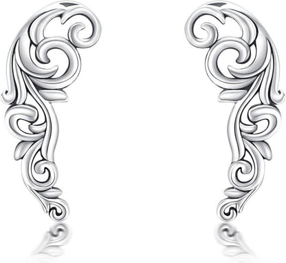 Vintage Blatt Ohrkletterer Ohrringe Sterling Silber Frauen Schmuck
