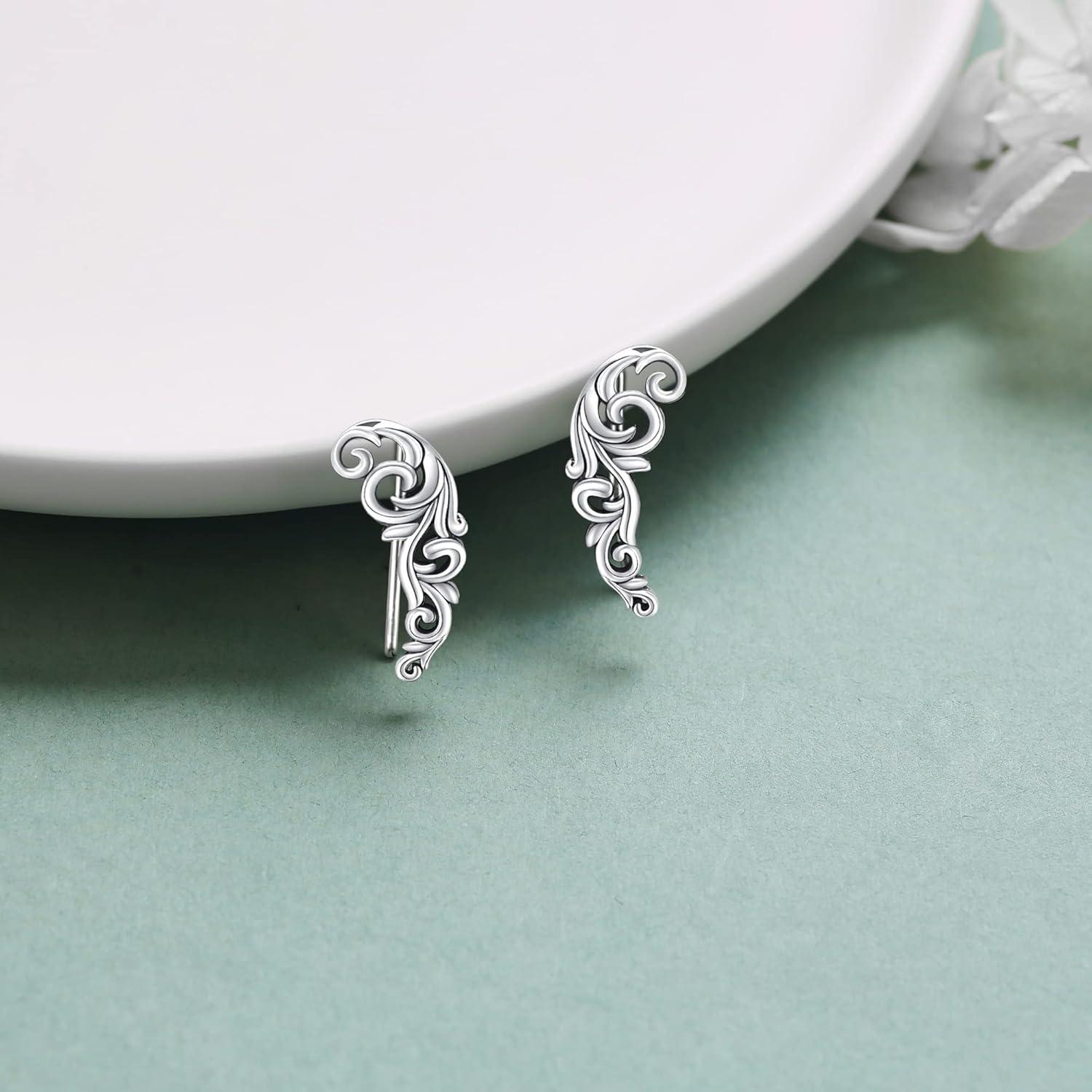 Blatt Ohrkletterer Ohrringe Sterling Silber Vintage Schmuck Frauen