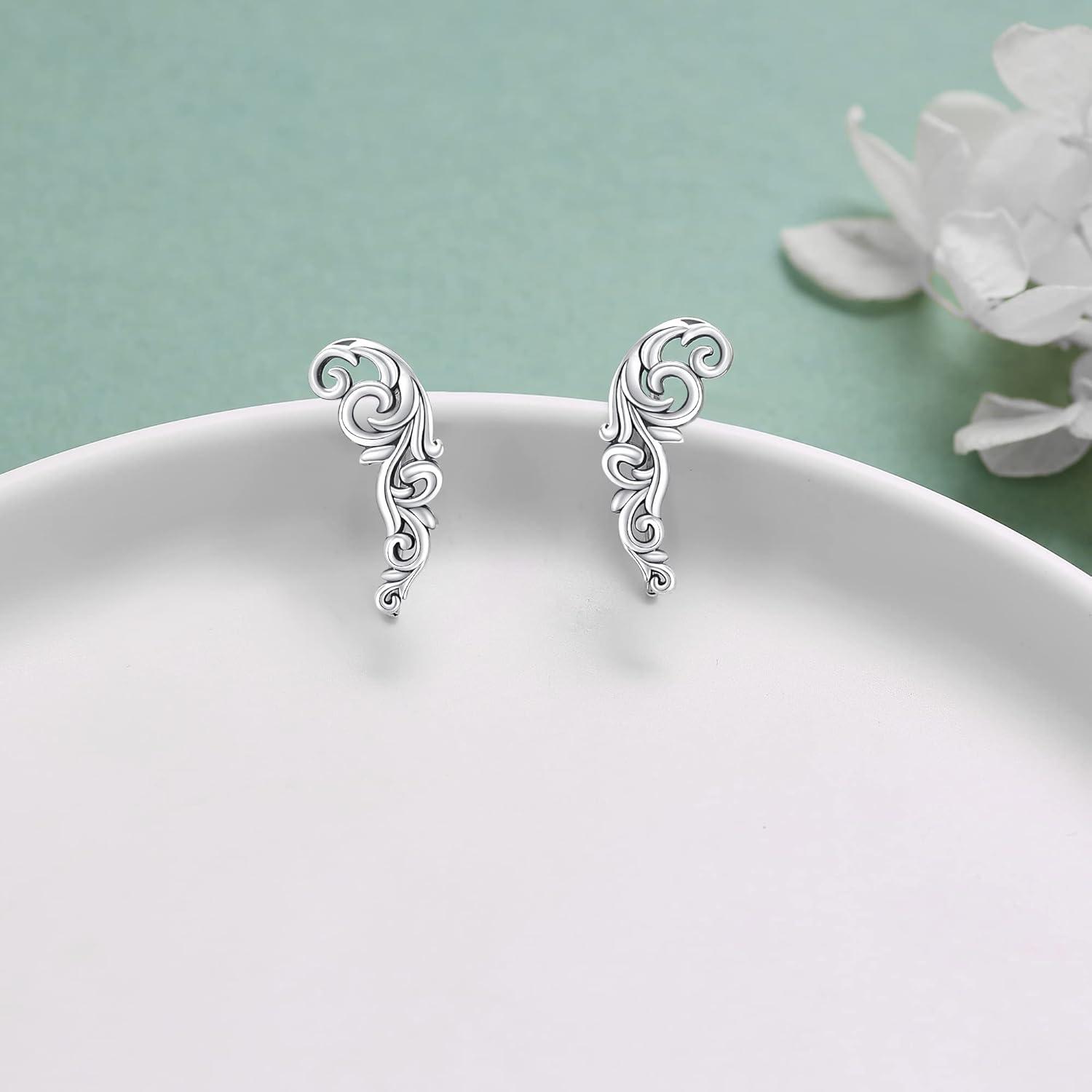 Sterlingsilber Blatt Ohrkletterer Ohrringe Vintage Damen Schmuck