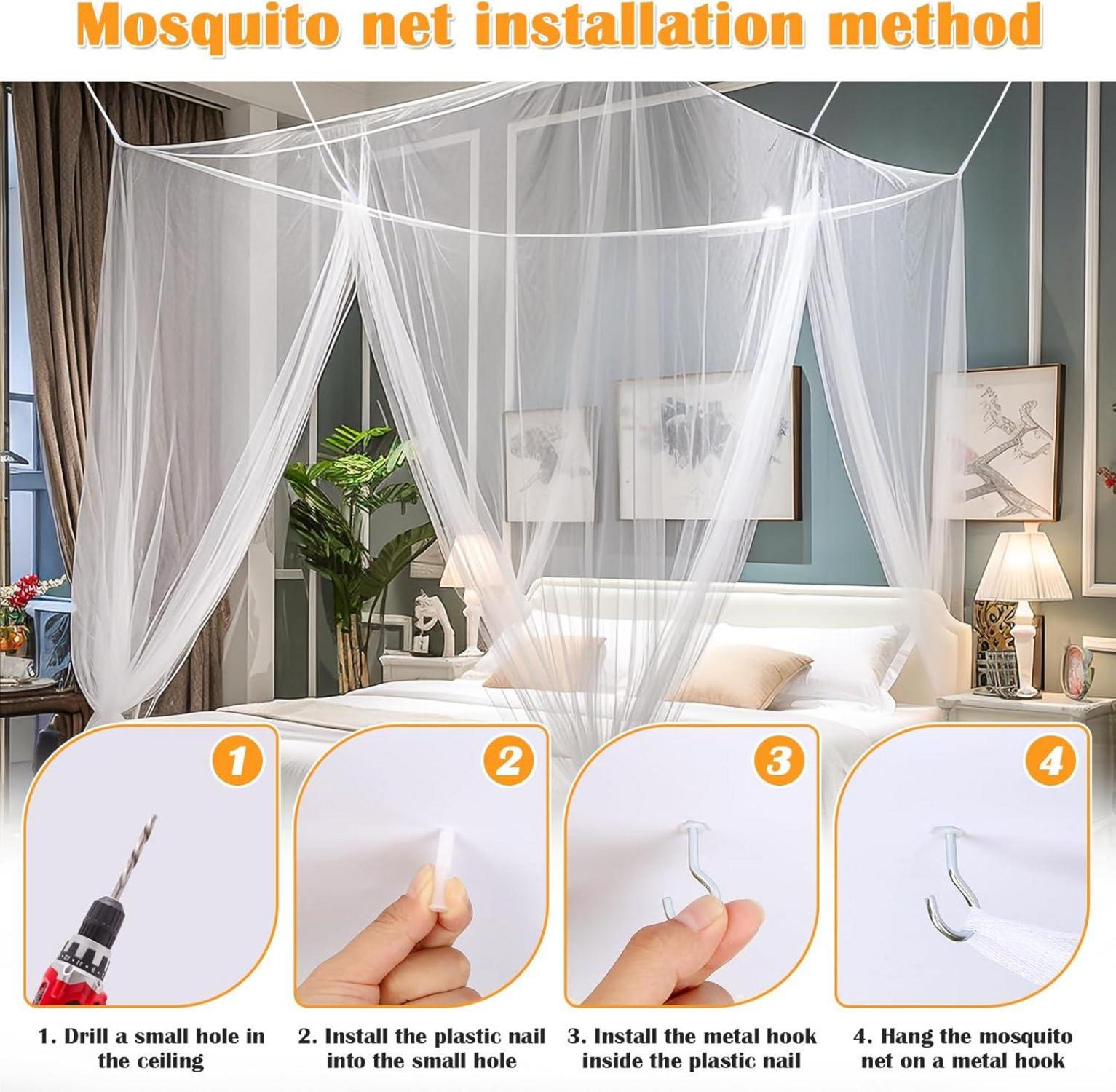 Sublaga Moskitonetz für Doppelbett und Einzelbett 190 * 210 * 240cm