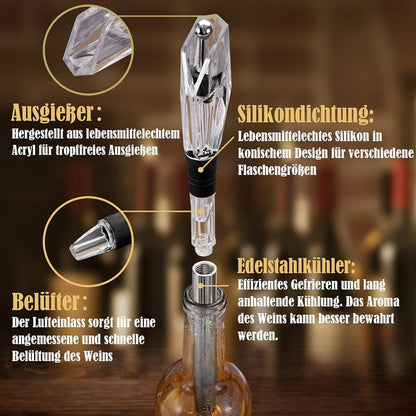 Weinkühlstab mit Ausgießer und 2 Kühlstäben - Geschenke für