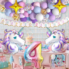 Einhorn Geburtstagsdeko 4 Jahre Mädchen Party Set