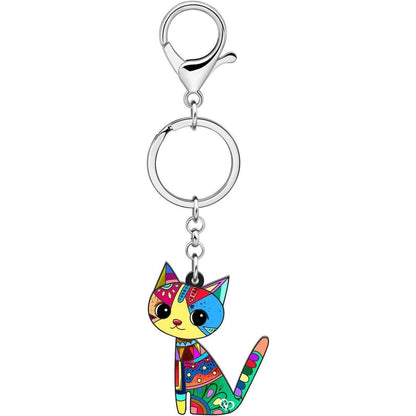 Acryl Katze Schlüsselanhänger - Farn Design für Damen