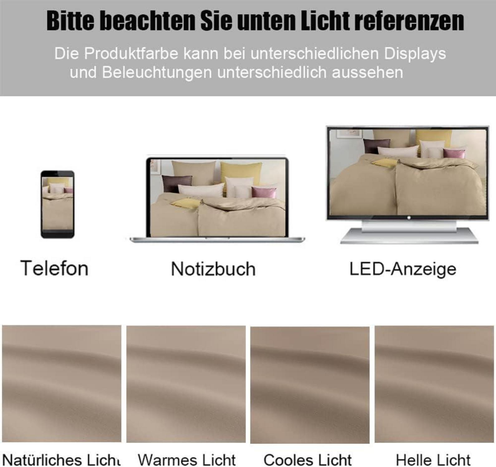 Bettwäsche Set 200x200 Sandy Beige bügelfrei knitterfrei Bettbezug mit