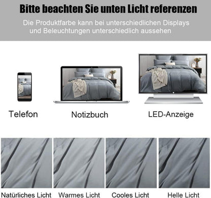 Bettwäsche 155x220 Grau 4tlg Mikrofaser Reißverschluss Weich & pflegeleicht