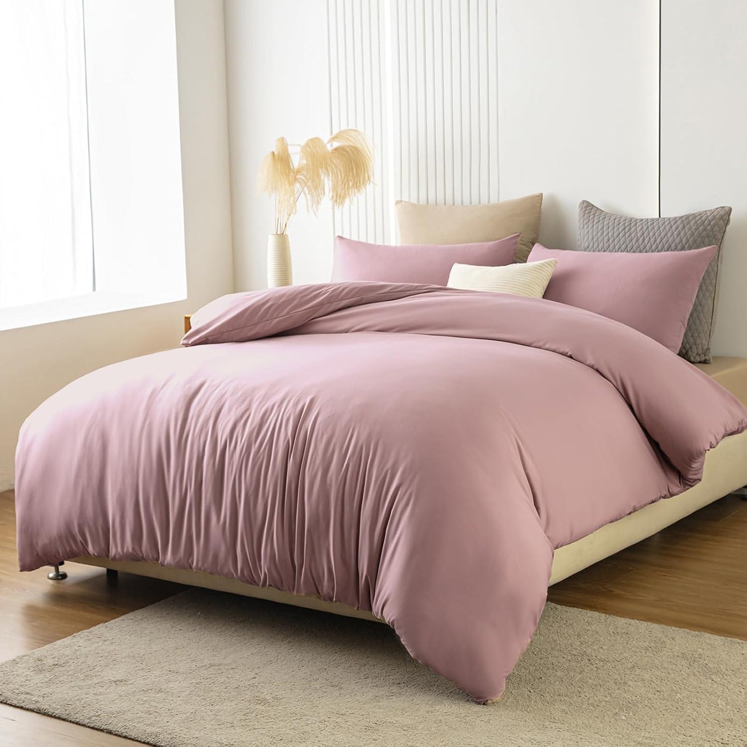Bettwäsche 200x200 Rosa weich angenehm bügelfrei knitterfrei mit