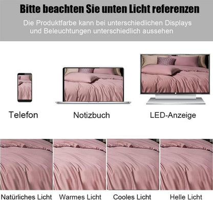 Soifox Bettwäsche 200x200 Rosa Set mit Kissenbezug 2er Set