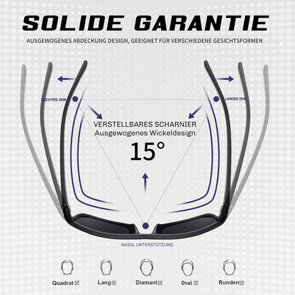 Polarisierte Sonnenbrille Herren Damen UV400 Sport Schwarz