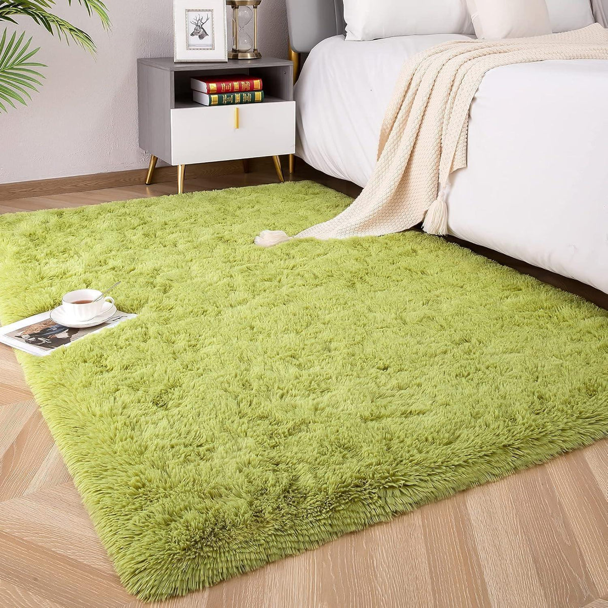 Weicher Hochflor Shaggy Teppich Grün 160x230 cm