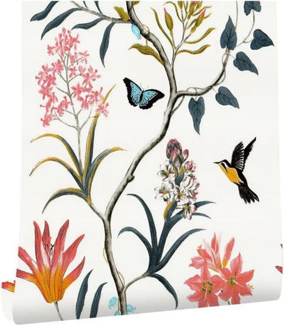Selbstklebende Blumen- und Vögel-Tapete PVC 0.4Wx3L m