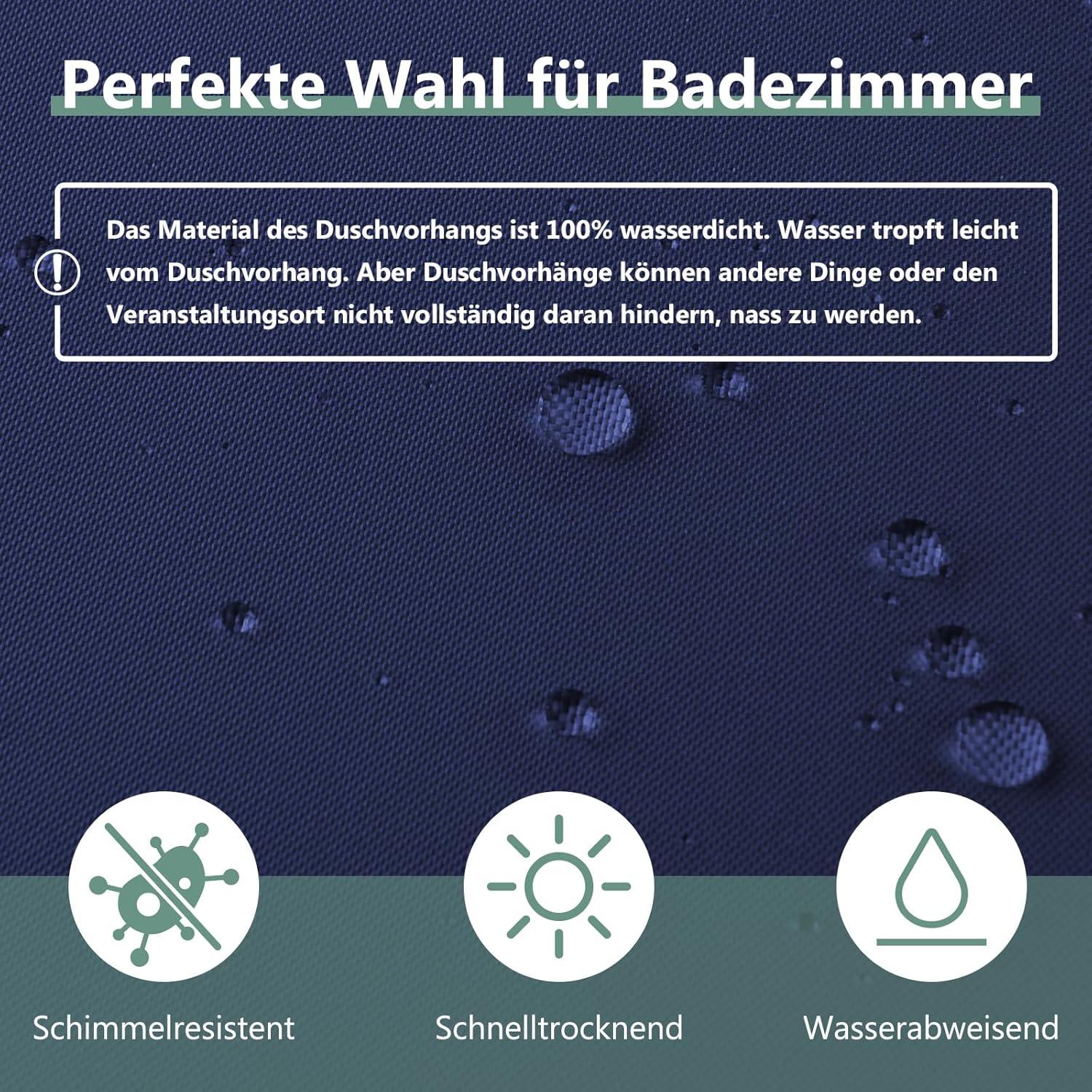Duschvorhang 240x200 cm Dunkelblau Anti-schimmel PVC