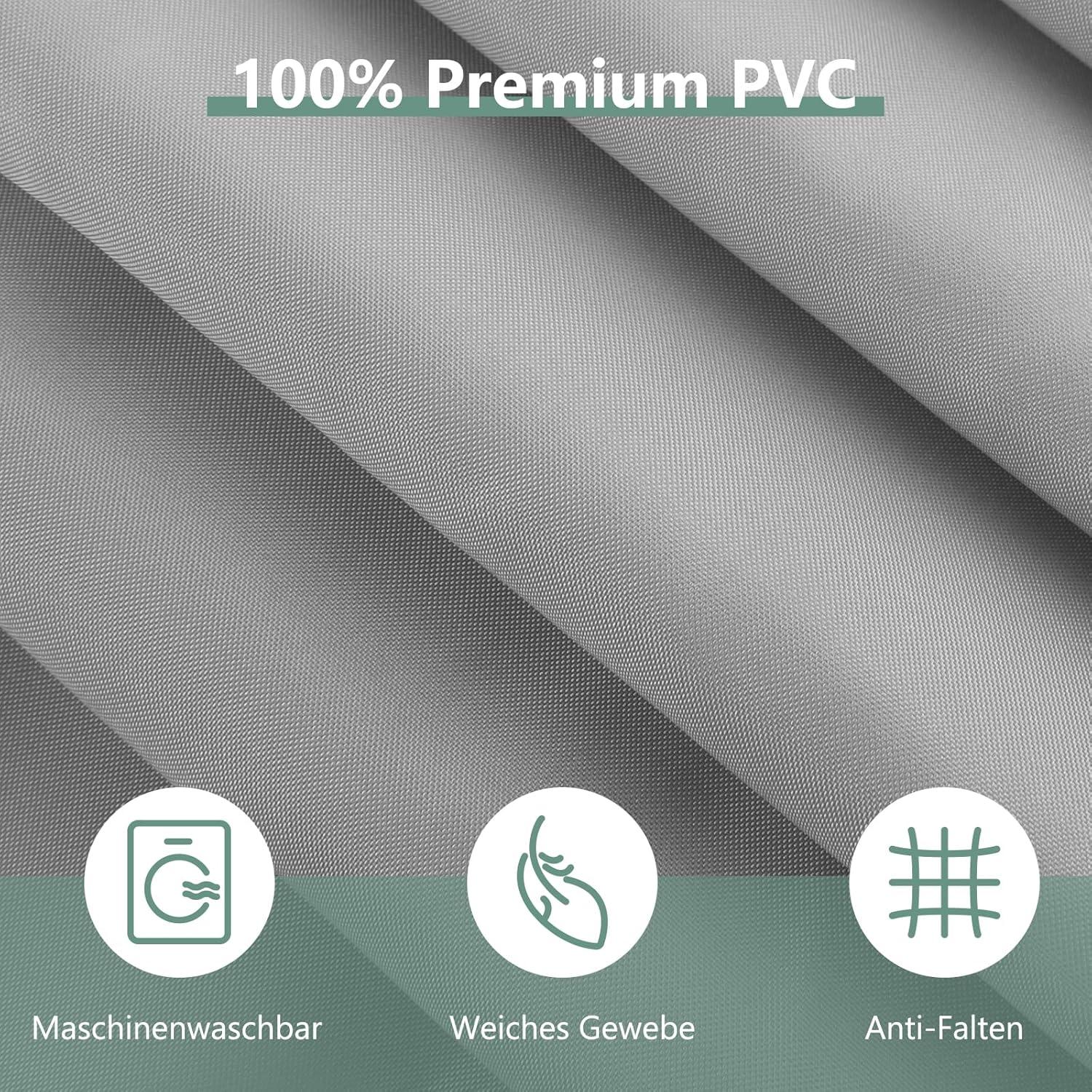 Duschvorhang Anti-schimmel 180x180cm PVC Grau mit 8 Haken