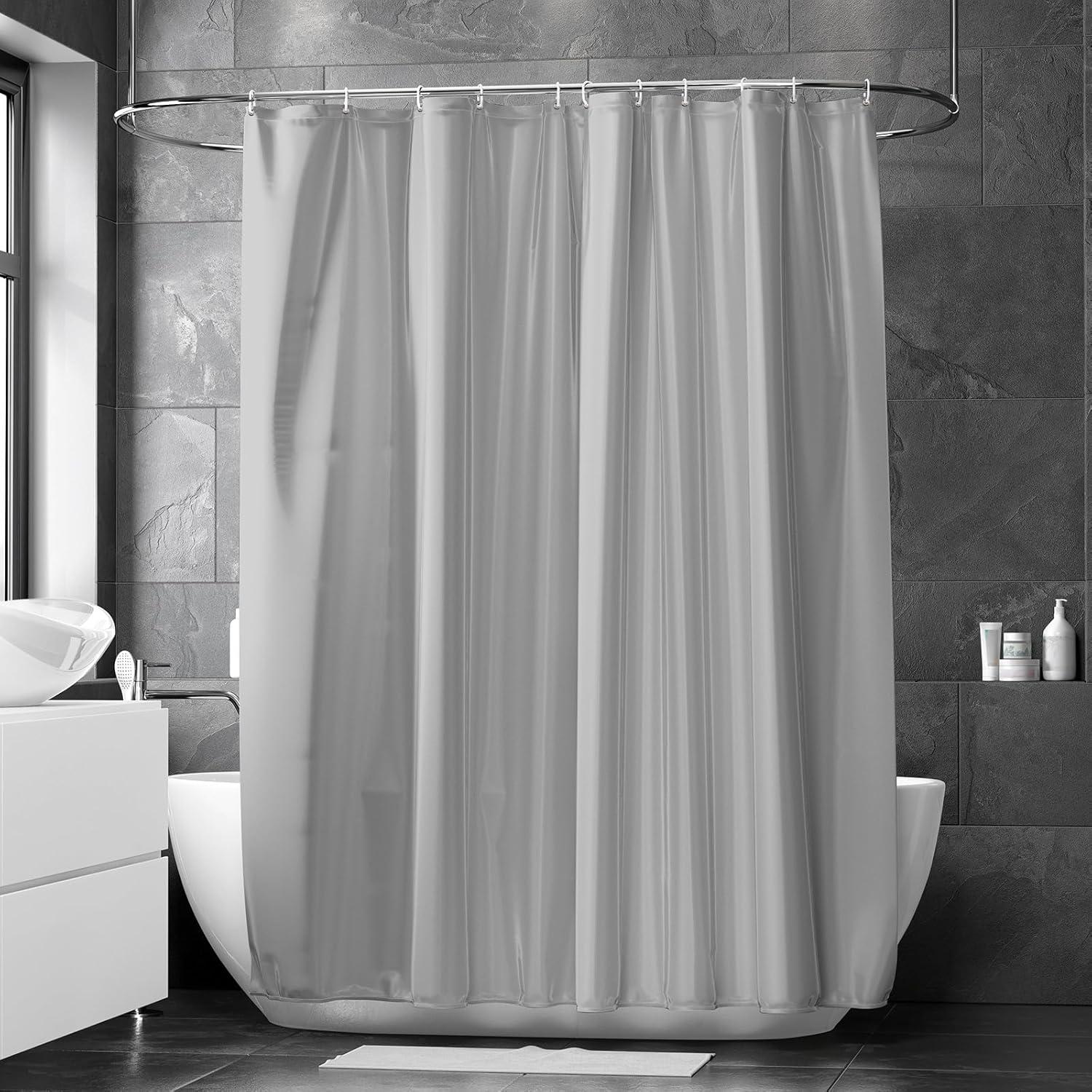 Duschvorhang 180x180cm Anti-Schimmel Wasserabweisend Grau Textilbettung
