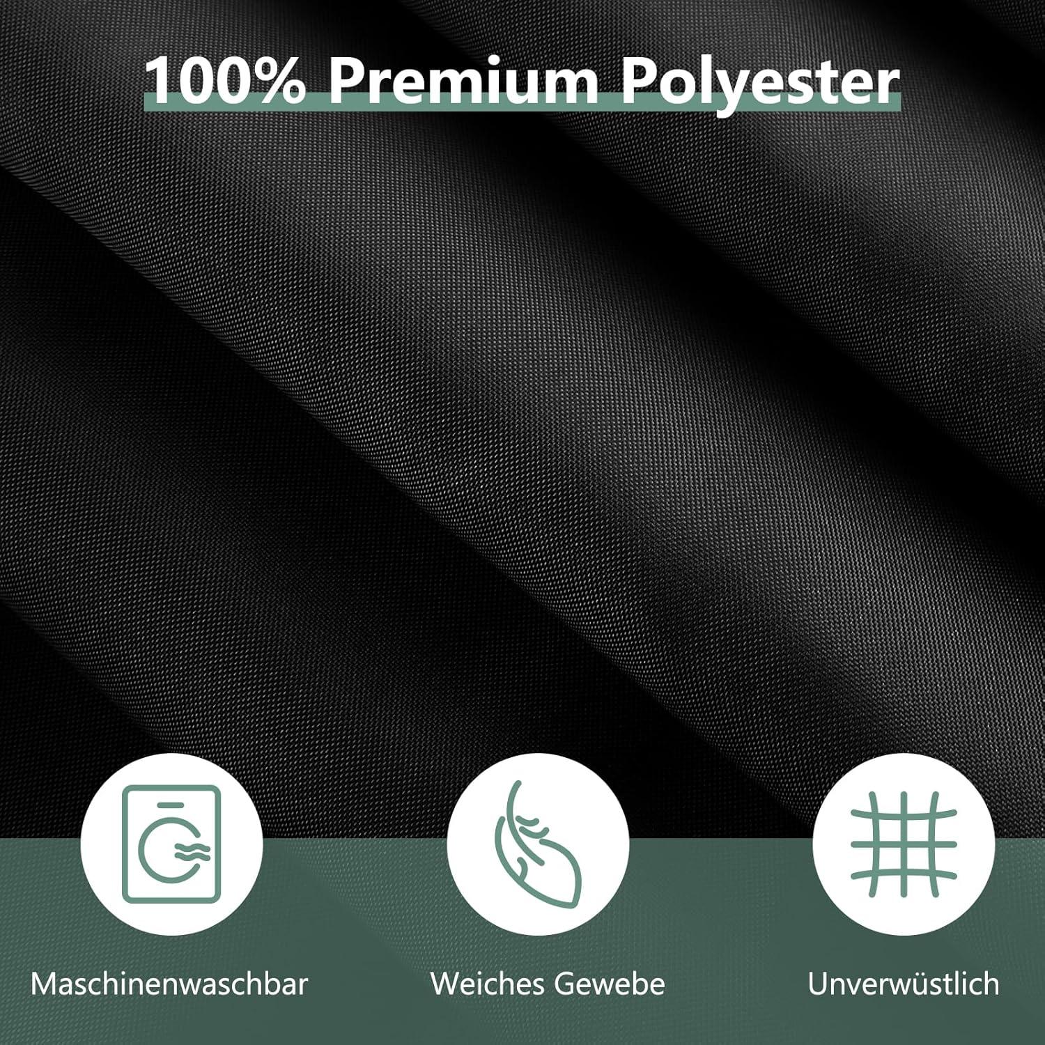 Anti-Schimmel Duschvorhang PVC Schwarz 180x180cm inkl. 8 Haken
