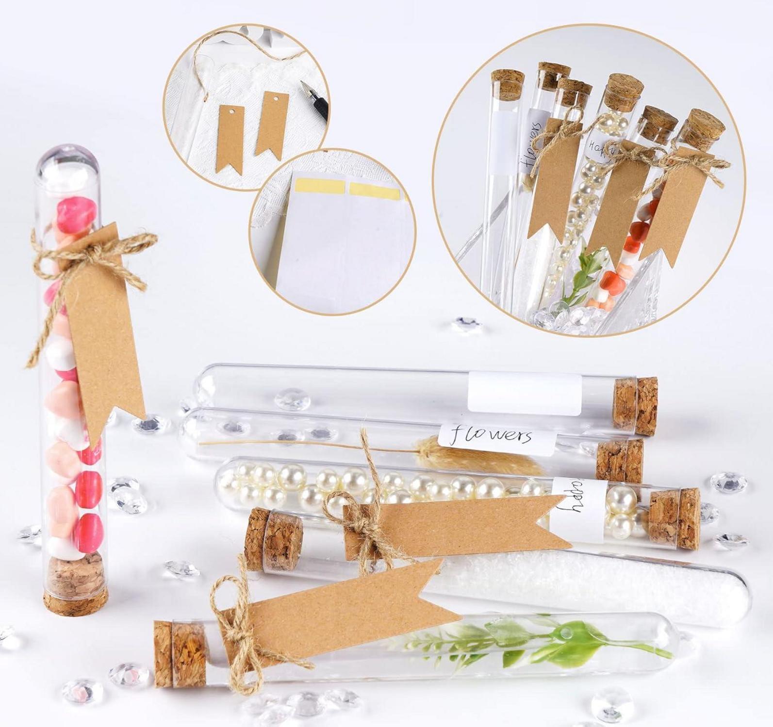 40er Set Kunststoff Reagenzgläser 20x150mm+Korken+Kraftpapieranhänger