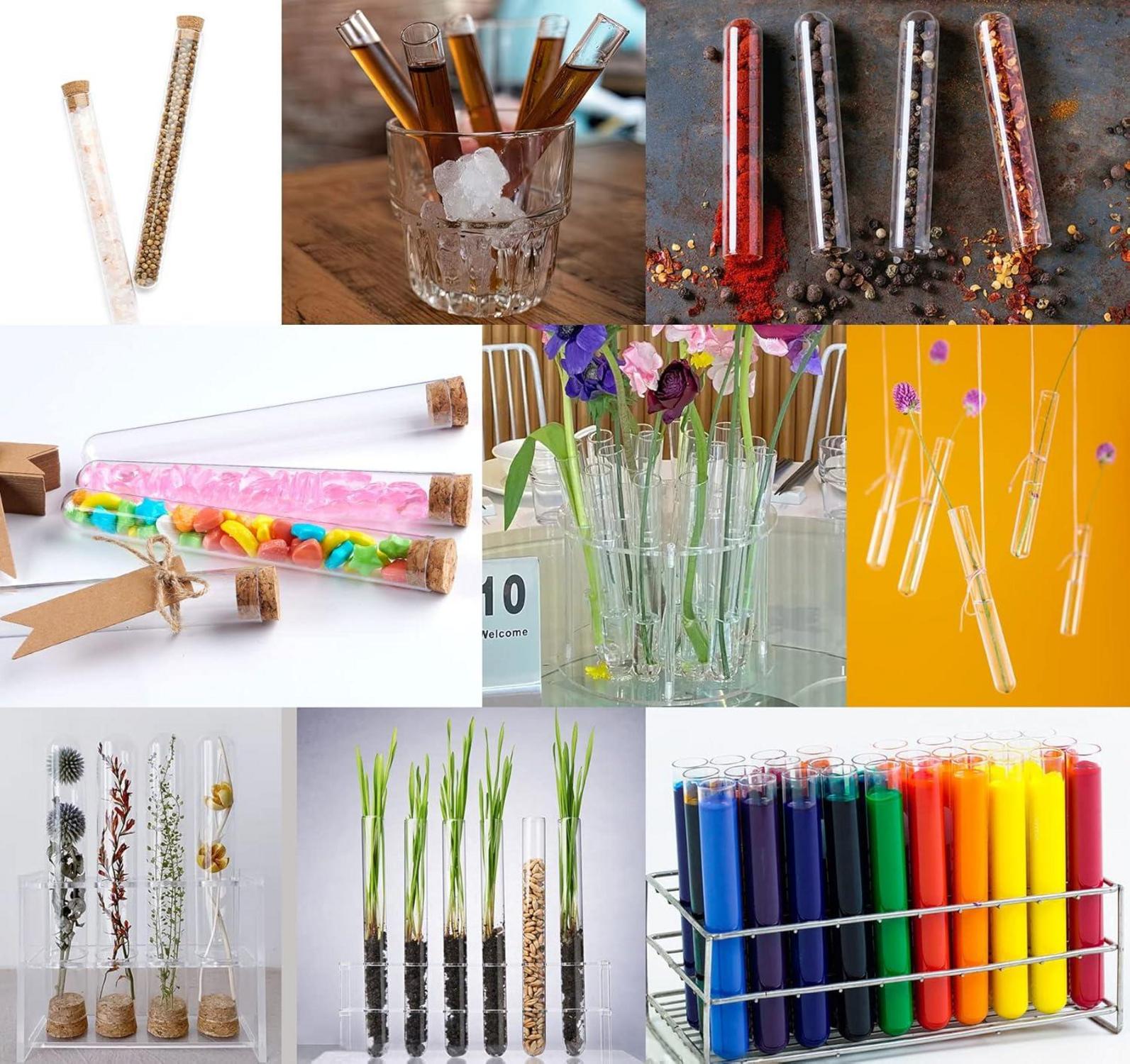 40er Set Reagenzgläser Kunststoff 20x150mm mit Korken & Kraftpapieranhänger