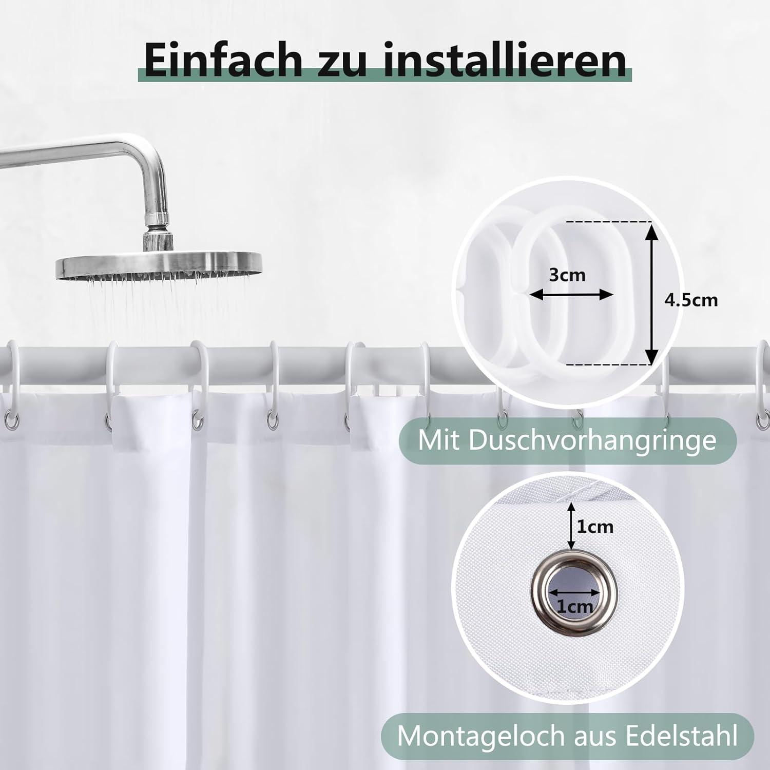 Duschvorhang 180x180 cm Anti-schimmel PVC Antibakteriell Vorhang
