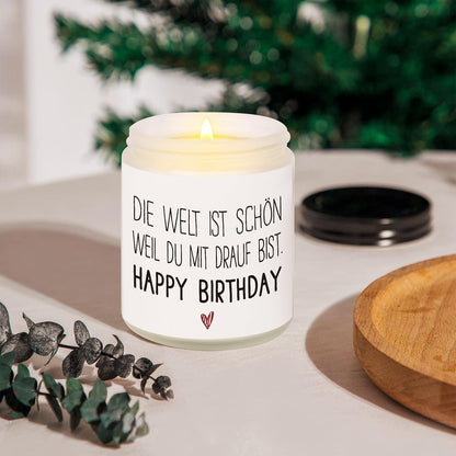 Geschenk für Freundin Duftkerze mit Spruch 100% Sojawachs