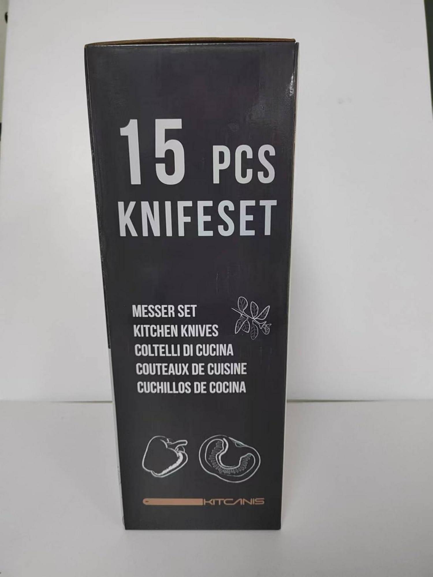 15-tlg. Profi Messerblock Set aus Edelstahl mit Wetzstahl, Holzblock