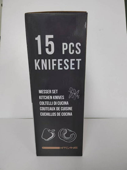 15-tlg. Profi Messerblock Set aus Edelstahl mit Wetzstahl, Holzblock