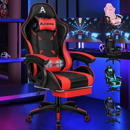Gamingstuhl mit Massage und Fußstütze, verstellbare