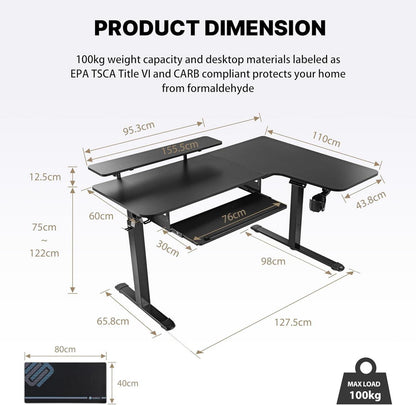 Höhenverstellbarer L-Form Schreibtisch LED Monitorständer
