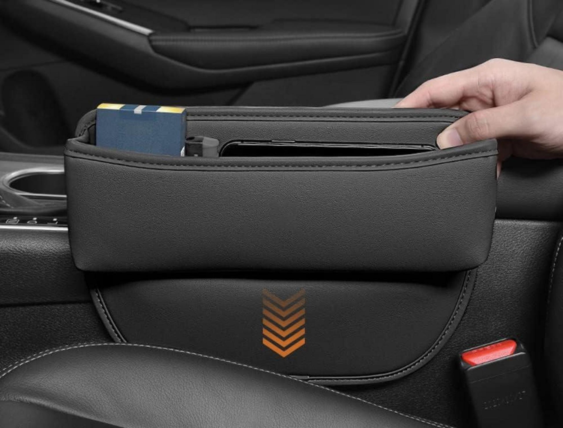 Auto Aufbewahrungsbox Gap Organizer Schwarz PU Leder Mittelkonsole Storage Box