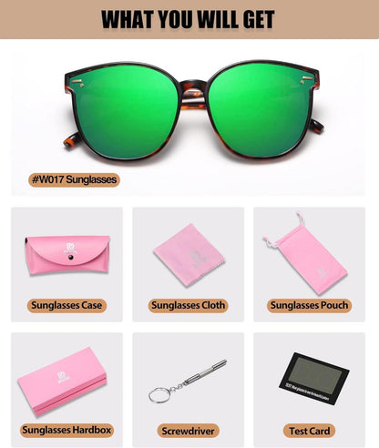 Polarisierte Damen Sonnenbrille UV400 Schutz Groß Vintage Retro Rund