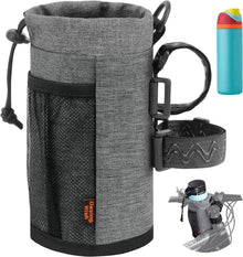 Fahrrad Flaschenhalter 24oz isoliert mit Netztasche Grau