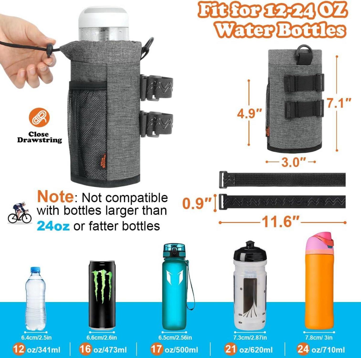 Fahrrad Flaschenhalter 24oz isoliert mit Netztasche Grau