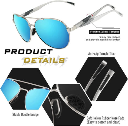 Polarisierte Piloten Sonnenbrille UV400 für Herren und Damen