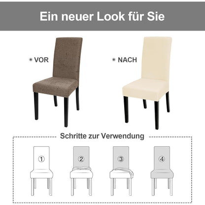 Stretch Stuhlhussen 4er Set – Beige | Abnehmbar & Waschbar