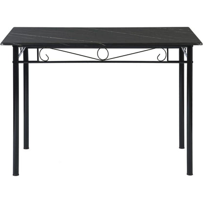 Moderner Esstisch Set mit 4 Stühlen – Schwarz Marmoriert