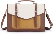 ECOSUSI 15,6 Zoll PU-Leder Laptop Handtasche Damen Braun