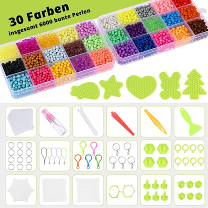 Kinder Bastelperlen Set, 6000 Wasserperlen in 30 Farben