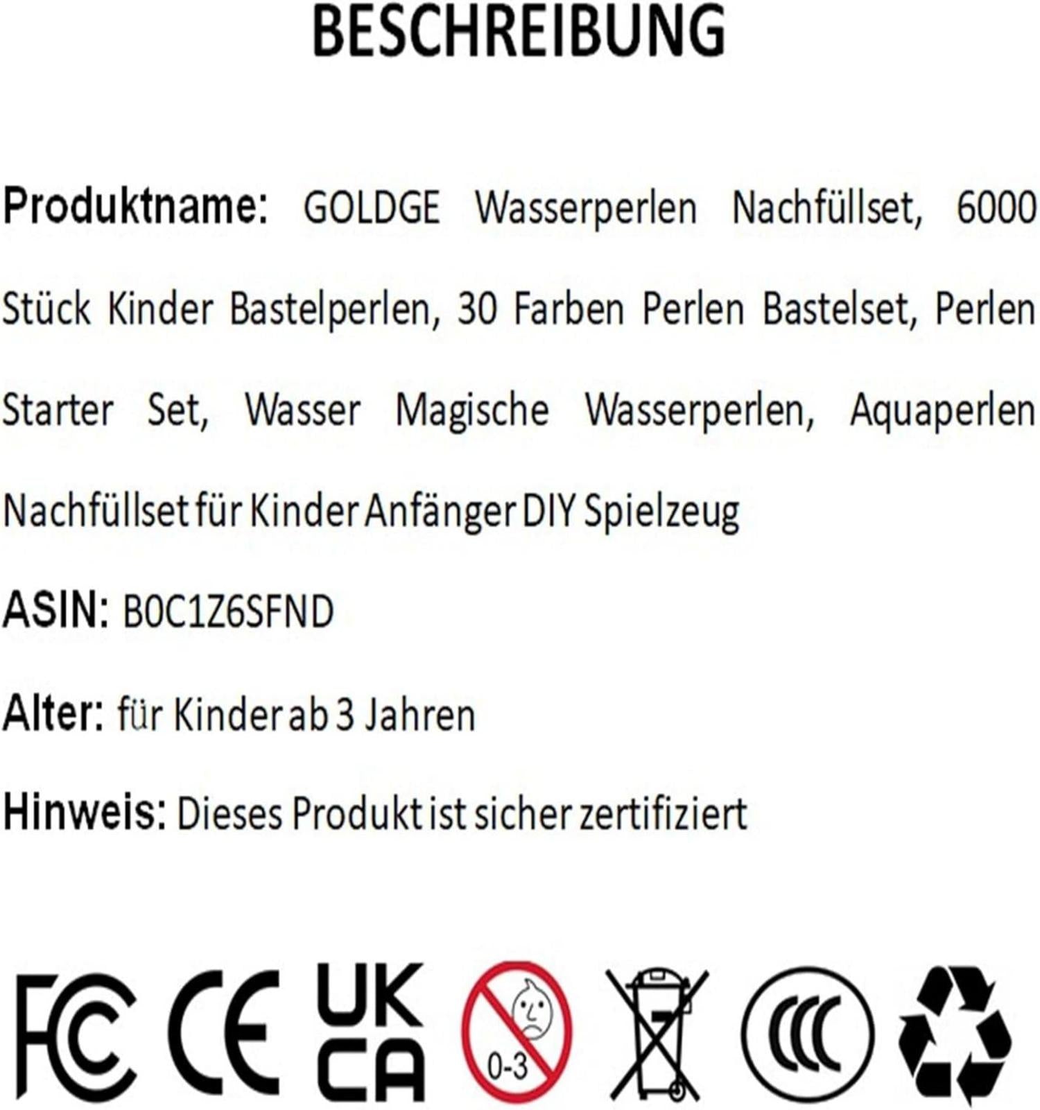 Wasserperlen Bastelset 6000 Stück für Kinder, 30 Farben, Magische Perlen Set
