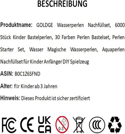 Wasserperlen Bastelset 6000 Stück für Kinder, 30 Farben, Magische Perlen Set