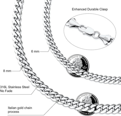 Halskette Edelstahl mit Diamantschliff Gold Cuban Link Chain