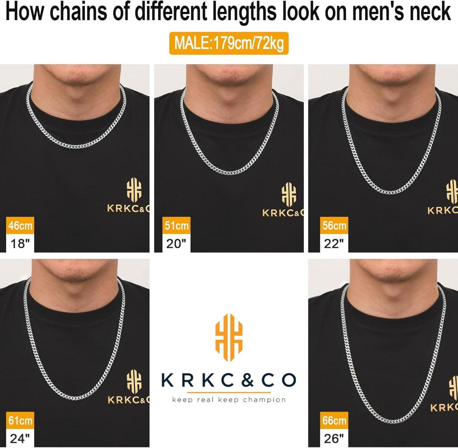 KRKC&CO Herren Panzerkette 6mm Diamantschliff Cuban Goldkette