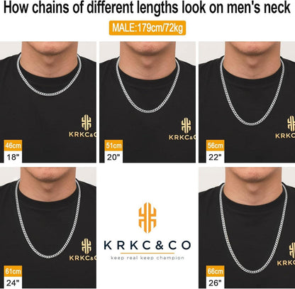KRKC&CO Herren Panzerkette 6mm Diamantschliff Cuban Goldkette