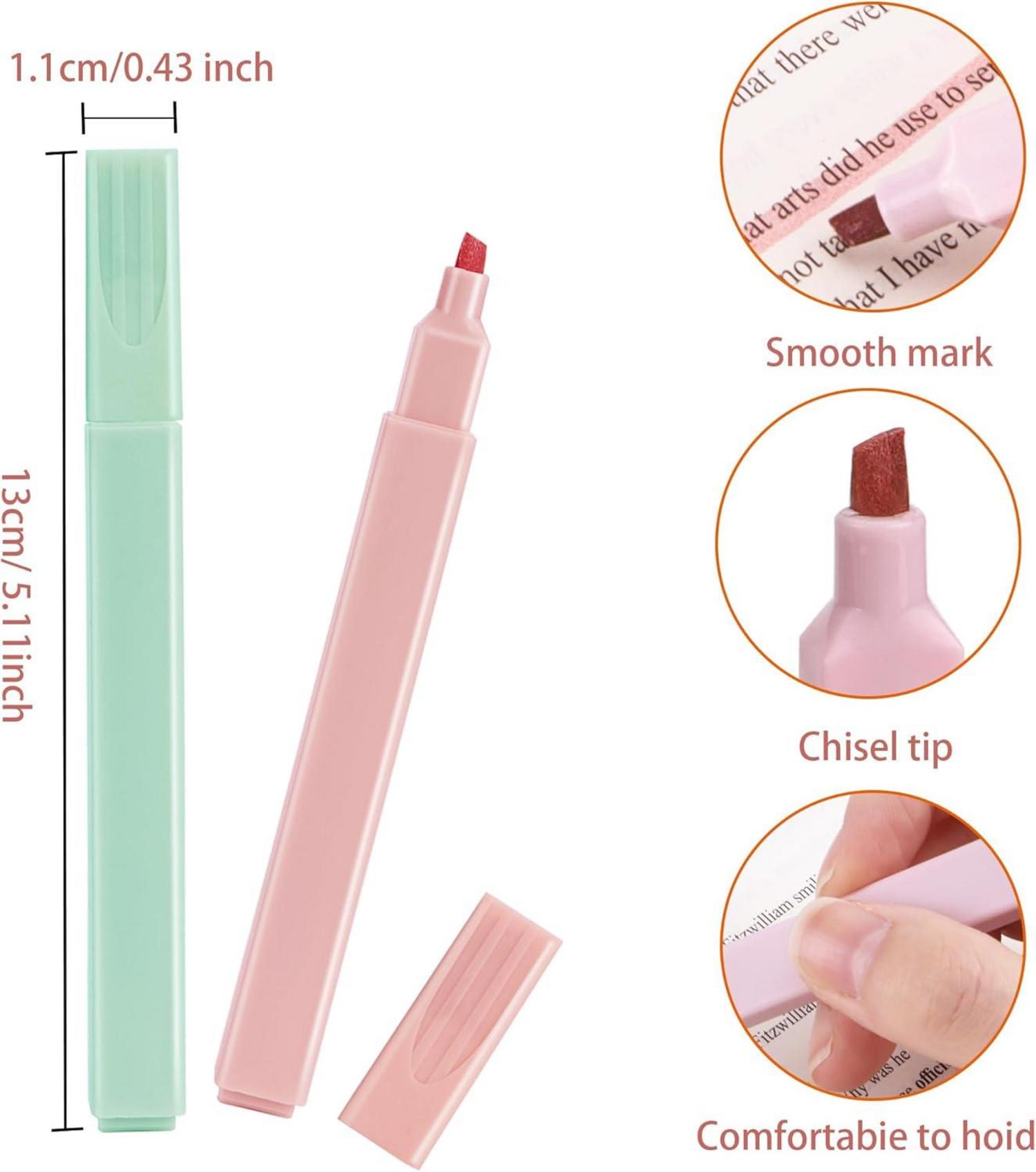 12er Textmarker Set Aesthetic Pastell für Journal Office