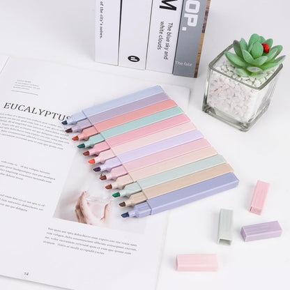 12er Packung Bunte Pastell Textmarker für Schule & Büro