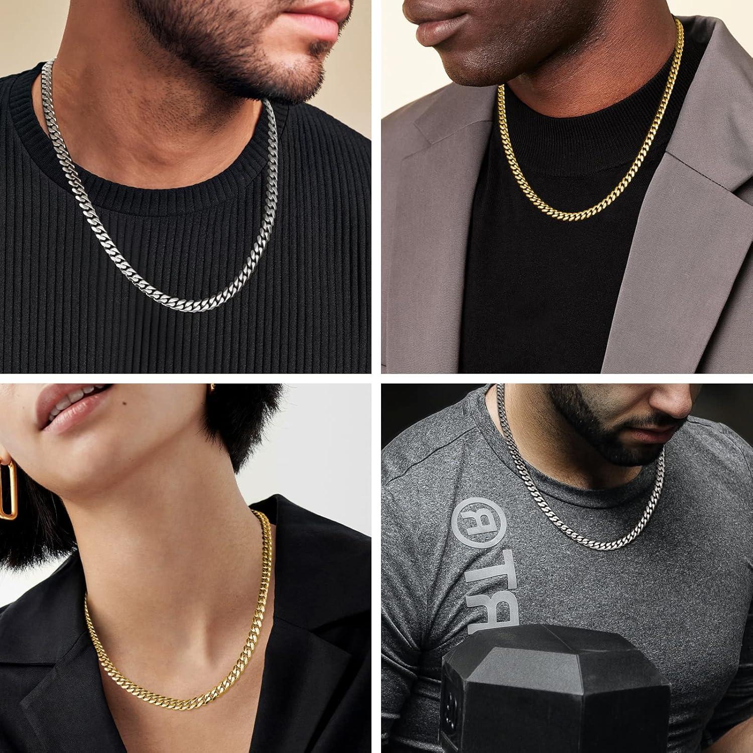 Herren Panzerkette 6mm Edelstahl Cuban Link Chain Gold Vergoldet 50.8cm