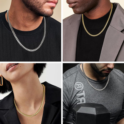 Herren Panzerkette 6mm Edelstahl Cuban Link Chain Gold Vergoldet 50.8cm